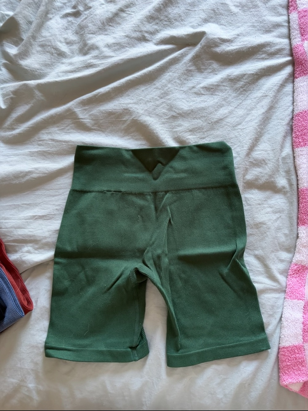 Gilly hicks hollister Forest Green Ribbed High-Waist Biker Shorts